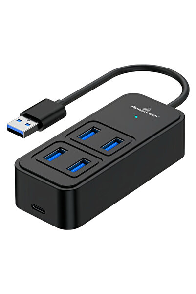 POWERTECH USB 3.2 hub PTR-0153, 4x θυρών, 5Gbps, USB σύνδεση, μαύρο
