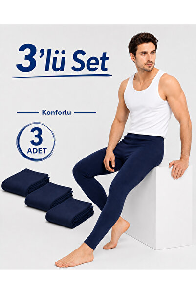 don-x | Erkek Termal Pamuklu Tayt 3' lü Set LACİVERT ( 3 ADET )