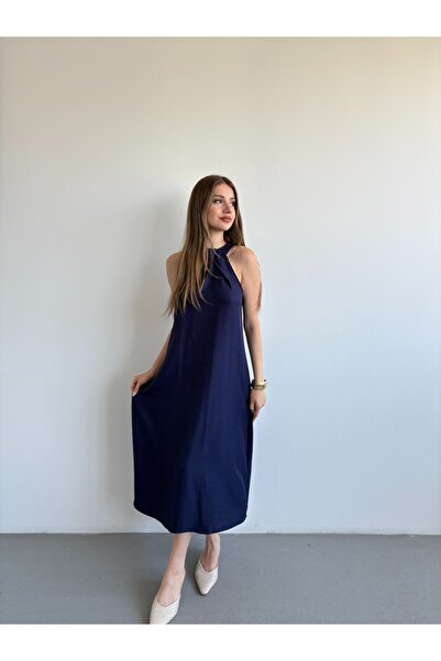 bbeox.com Keten Halter Elbise