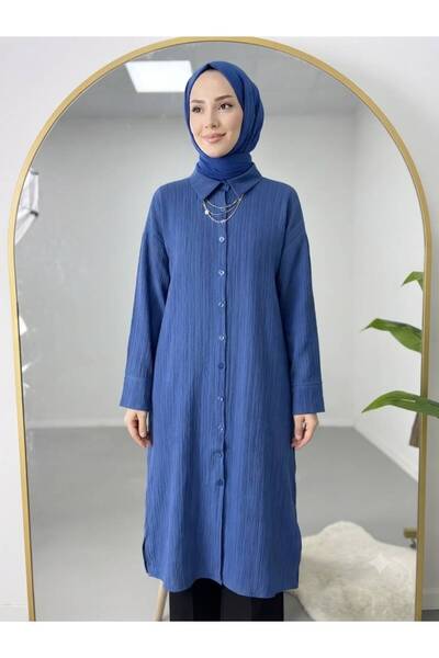 YILMAZBARMAZ Women's Shirt Collar Viscose Tunic