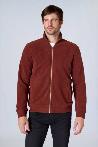 UFashion Cardigan bărbătesc cu fermoar – Maro scorțișoară