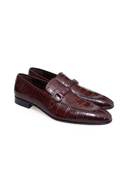 FRANCO CALVANI Brown Laceless Genuine Leather Leather Sole Men's Shoes