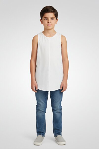 Litlhood Kids Boy Sleeveless Plain Tank, White