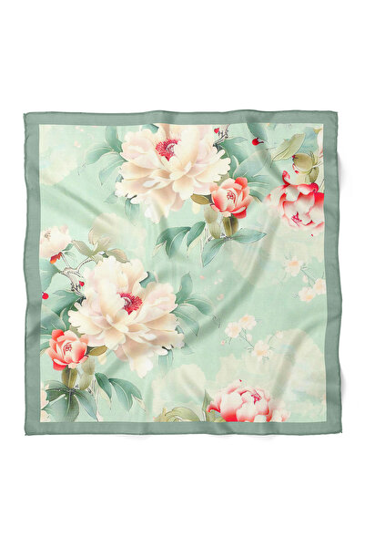 nehir eşarp Eșarfă/Bandana verde mentă cu model bujor pastel – Elegantă și ro...