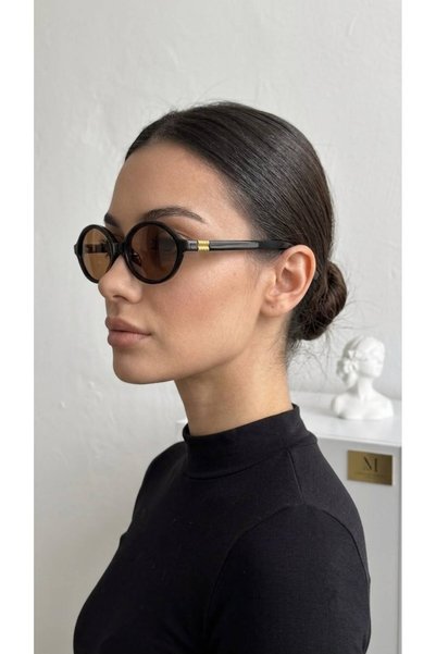 mirvia Women's Oval Black Sunglasses with Brown Lenses Uv400 Protection Vintage Retro Stylish Design