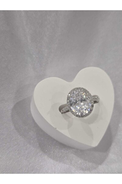 MY ESTA JEWELRY SONSUZ IŞILTI OVAL HALO BAGET YÜZÜK