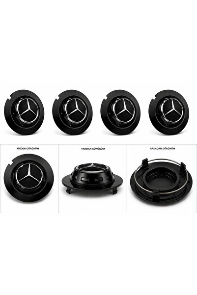 HDF MERCEDES MAYBACH / SİYAH / JANT GÖBEĞİ GÖBEK KAPAĞI 4 ADET JANT ORTA KAPAK