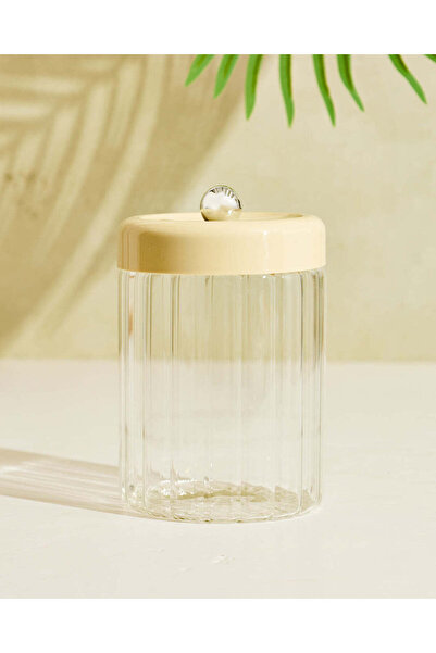 REDTAG Clear Glass Round Canister With Metal Lid (Medium)