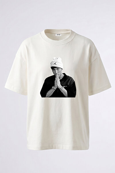 Anetos Eminem_47 Design Printed Unisex Oversize White Tshirt