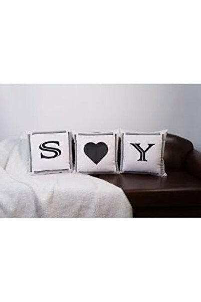 Yıldızan Nry Shop Lettered Throw Pillow Cover Velvet 43X43 cm Double Sided Le...