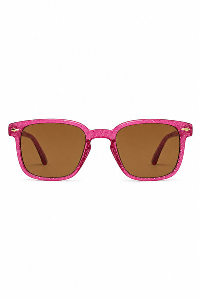 Jack Ferrero Children's Pink Glitter Square Frame Sunglasses with Brown Lenses
