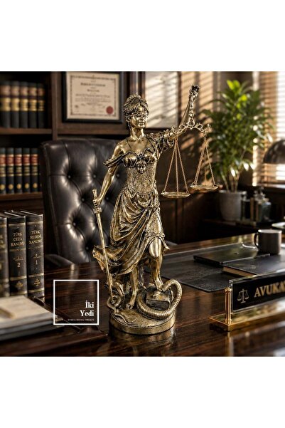 İki Yedi Konsept Adalet Tanrıçası Themis Heykeli, 25 x 55 cm Lady Justice Bib...