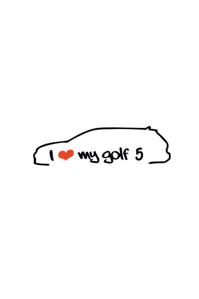 Amo-Stickers Sticker Volkswagen Love Golf 5 30cm Argintiu