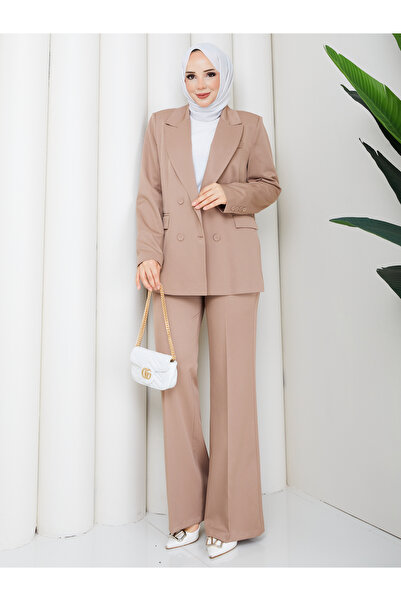 moda asmila Modern Tasarım Tesettür Kalıp Premium Ceket Pantalon Takım