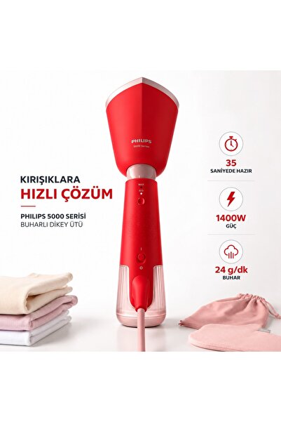 Philips 5000 Serisi El Tipi Buharlı Düzleştirici, 24 g/dk'ya Kadar Kesintisiz...