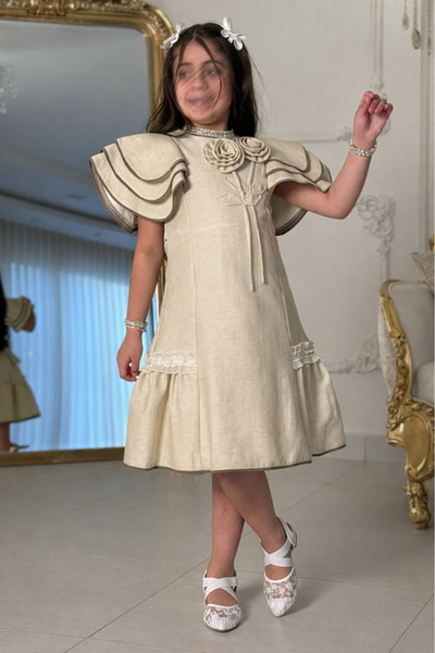 JO FASHION Girls' Dress with Ruffle Butterfly Sleeves
