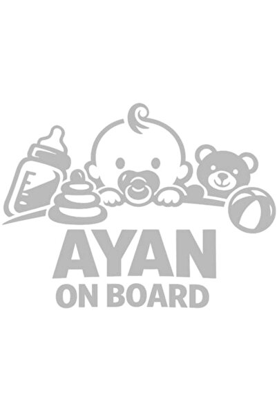 OEM Autocolant decorativ auto  "AYAN ON BOARD ", 15cm, Alb