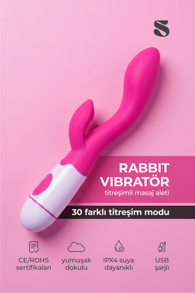 Rabbit Titreşimli Masaj Aleti – Vibratör, USB Şarjlı, IPX4 Su Geçirmez GL-V016-B
