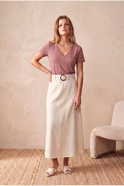 WESTMARK LONDON Women's Dusty Rose Modal / Cotton Blend Regular Fit V-Neck Sh...
