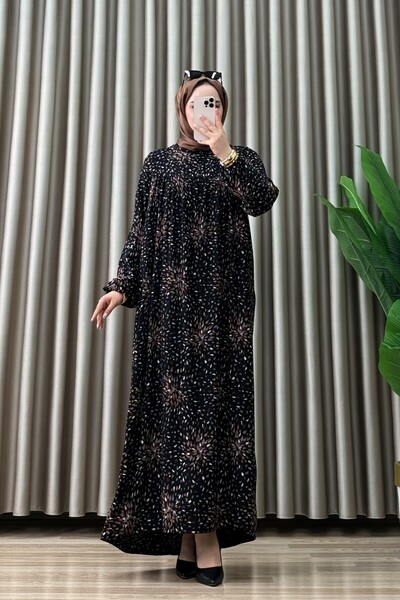 ALYA فستان ERVA من قماش الفيسكون للنساء، فستان أسود بياقة قابلة للفتح وأزرار،...