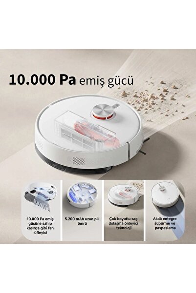 Xiaomi 10000Pa Akıllı Robot Süpürge Paspas LDS Lazer Haritalama Anti-Dolanma ...