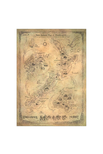 Weta Workshop Poster The Hobbit mapa Middle Earth multicolor 50x70 cm