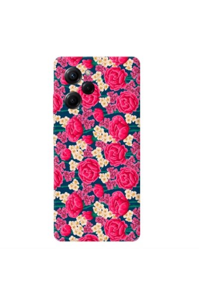 Other Xiaomi Poco X5 Pro Red and pink Flowers Transparent Silicone TPU Θήκη