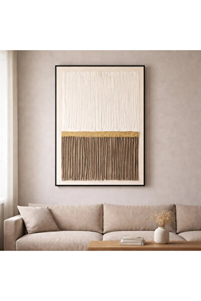 Afkar modern لوحة جبسية ملمسية Texture Art ثنائية اللون أوف وايت وموكا مع شري...