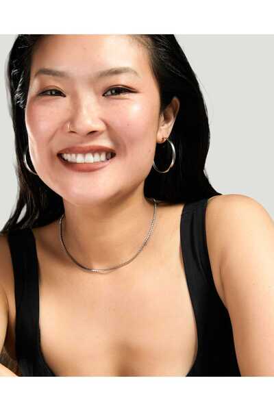OYRE Silver Color Classic m Hoop Earrings - Tarnish-Free Stainless Steel, Water-Resistant