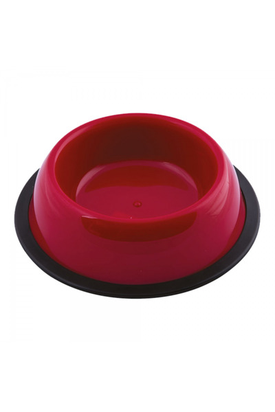 Georplast Silver Anti-Slip Plastic Pet Bowl Red Size S (16x16x4cm) – Round No...