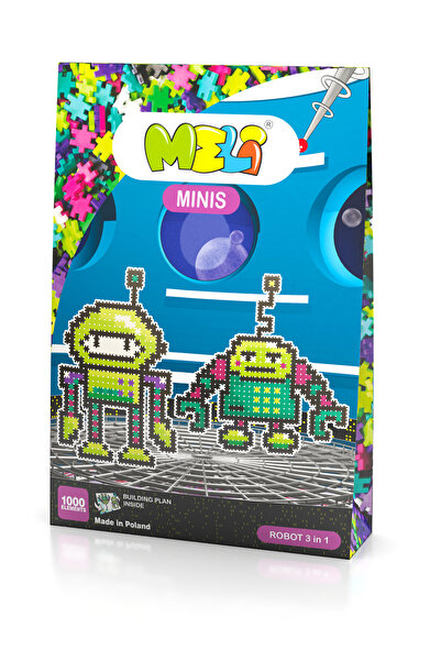 meli Set constructie creativa Minis Robot, Meli, 1000 piese, Plastic, Multicolor