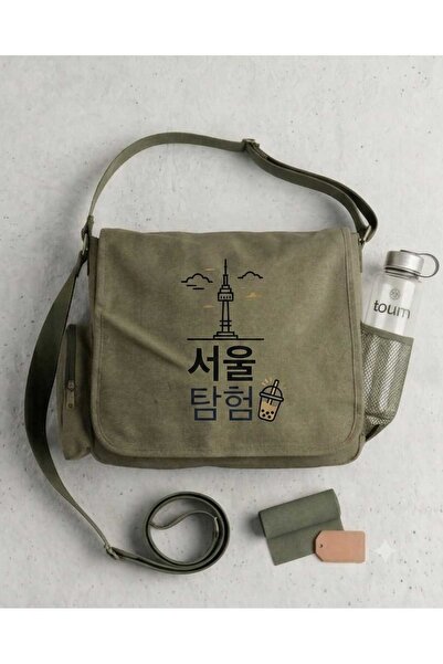 Toum Korean Style Namsan Seoul Tower Printed Messenger Bag