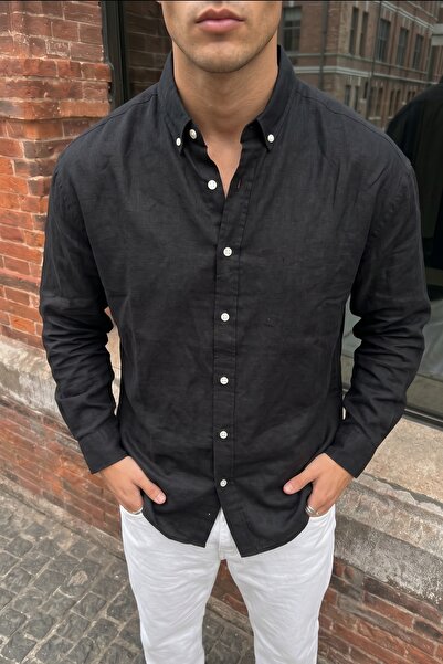 Livio Ferri Kora Premium 100% Cotton Linen Oversize Men's Button-Down Collar ...
