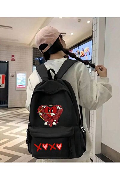 Minga London Black Xoxo Printed School, Class, Course Printed Backpack