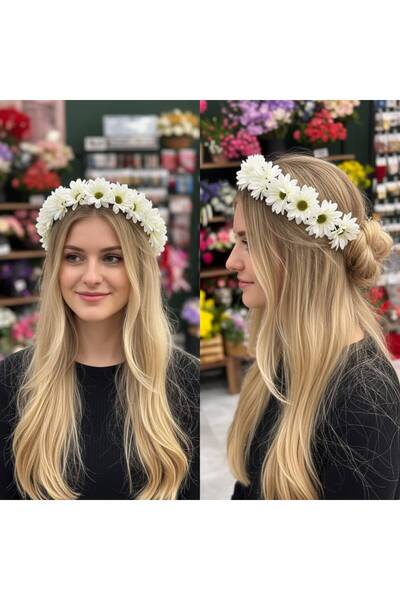 sedoshhomevision Daisy Flower Hair Crown Colorful Flexible Hair Accessory