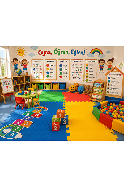 papey 50X50 10-13MM Eva Dış Zemin Karosu Puzzle Yapboz Yer Matı Çocuk Oyun Ka...