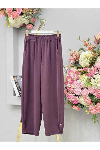 ALANURMODA 3124 بنطلون أوسيهو بتفاصيل مطوية عند الأرجل بلون البرقوق