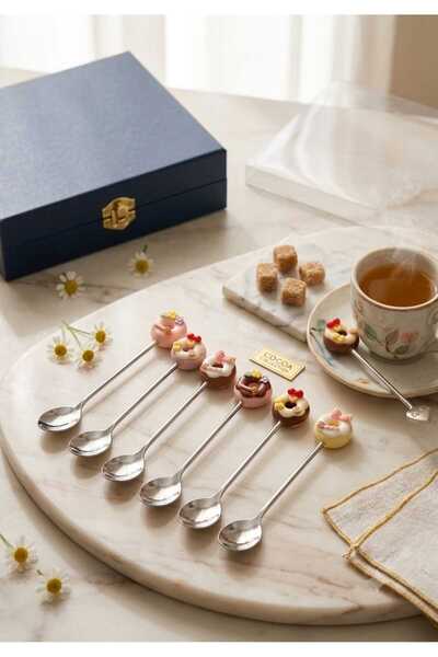 Funny Life Cute Donut Design Colorful Tea and Coffee Spoon Set (6 Pieces) - S...