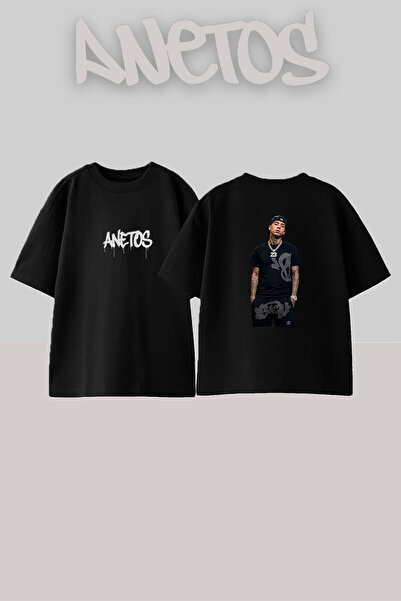 Anetos Central Cee_26 Design Printed Unisex Oversize Black Tshirt