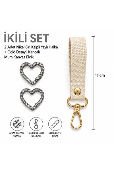 Sena Yün Spring Ring Heart Pattern Nickel Gray Color (1 Set = 2 Pieces) + Gol...