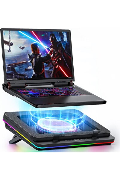 IETS Cooler pentru laptop GT600V2 cu suport reglabil, RGB, sistem Turbo, etan...