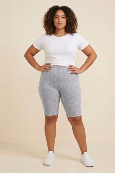 enmodaiçgiyim Women's Plus Size High Waist Short Leggings - Cotton Lycra Over...
