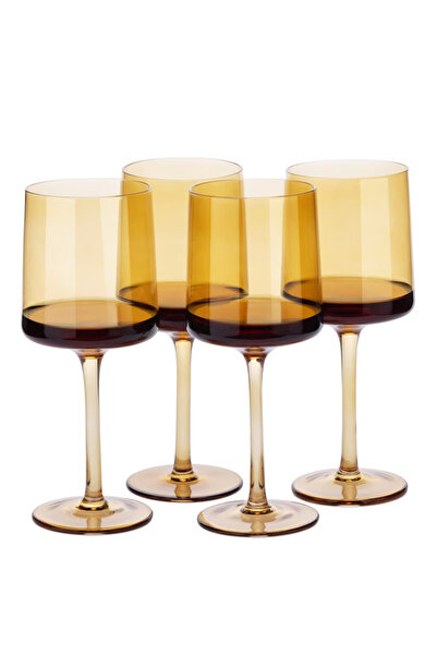 Navaris Set de 4 pahare de vin, 400 ml, cu picior, aurii, design modern, 5621...