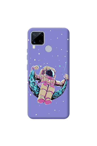 Other Realme C25 Astronaut swinging on the moon Purple Colored Silicone TPU Θήκη
