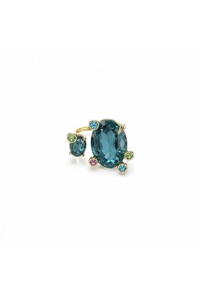 neslyaccessories Colorful stone embellished glass ring