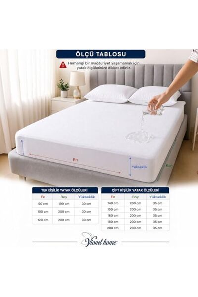Yıldızan 3K_Store Vionel Home%100 Cotton, Full Edge Fitted Liquid-Proof, Sing...