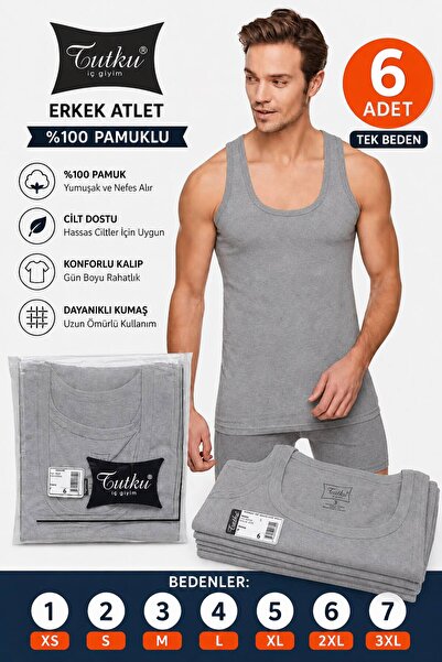 medineticaret 6-Piece Tutku Combed Cotton Men's Tank Tops