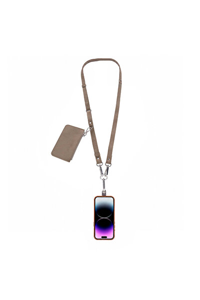 BloominBag LÉONA Mink Taupe Telefon Askısı ve Kartlıklı Cüzdan Seti