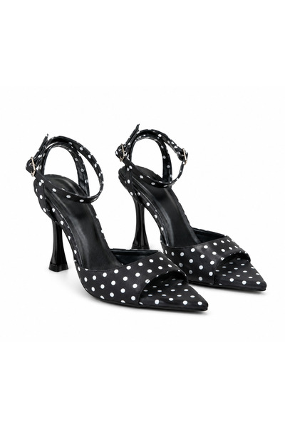 ALNASER MODA Women's Polka Dot Pointed Toe Open Toe Thin Heeled Ankle Buckle ...