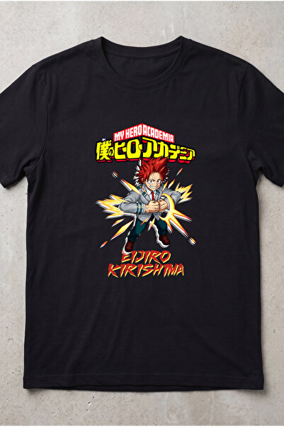 Silkensoul My Hero Academia Kirishima Anime Printed Standard Cut Unisex Tshirt